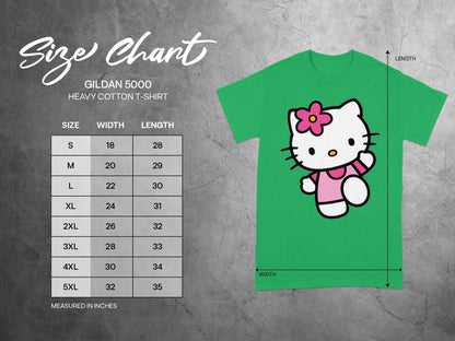 GILDAN 5000 Hello Kitty Tee Garment Size Chart product type