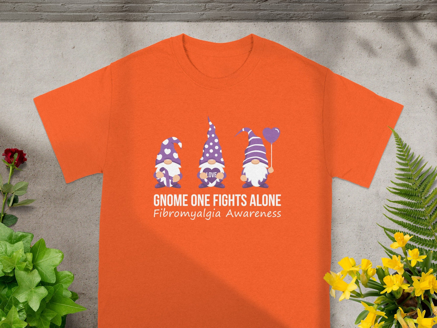 Gnome One Fights Alone Fibromyalgia Awareness Shirt