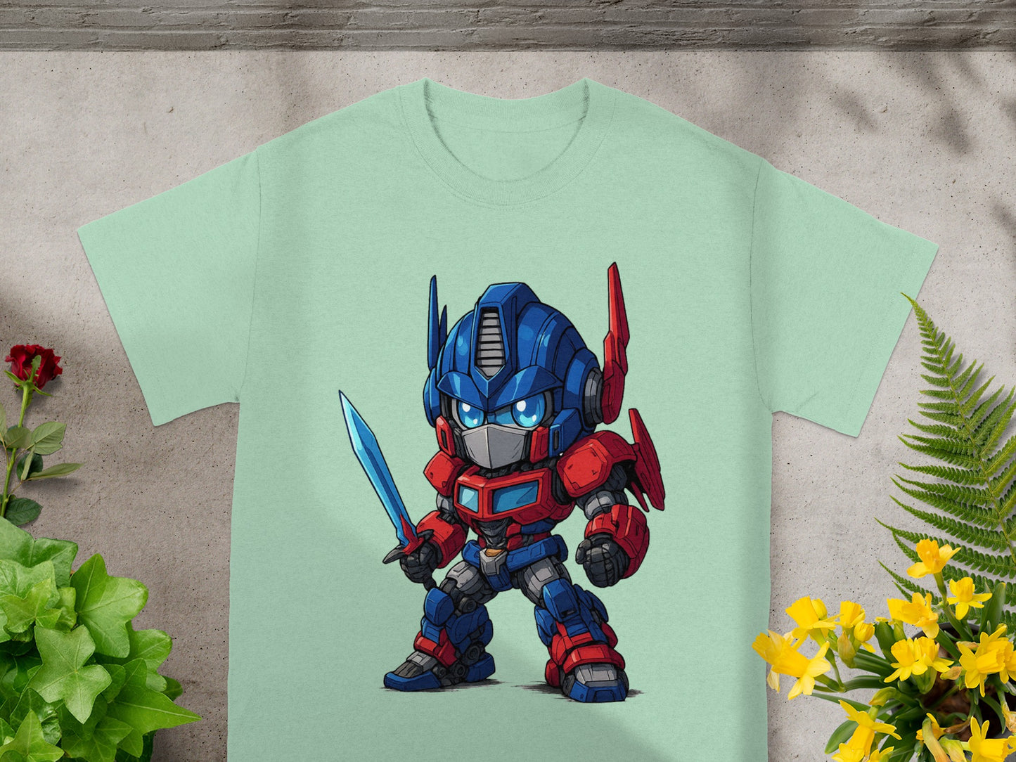 Cute Robot Fighter Graphic Design T-shirt for Kids