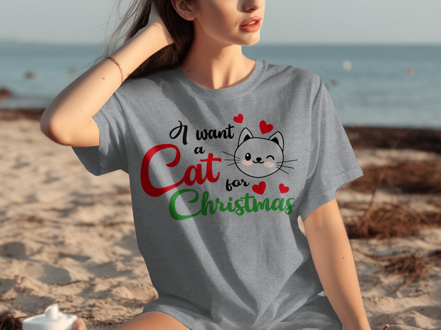 I Want A Cat For Christmas Cute Kitty Cat Shirt