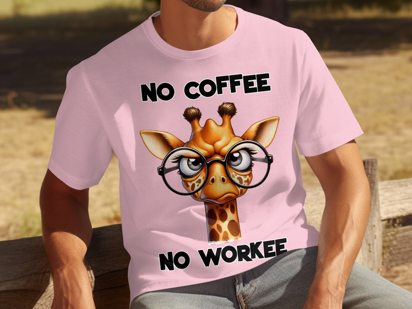 No Coffee No Workee Cute Giraffe Funny T-Shirt