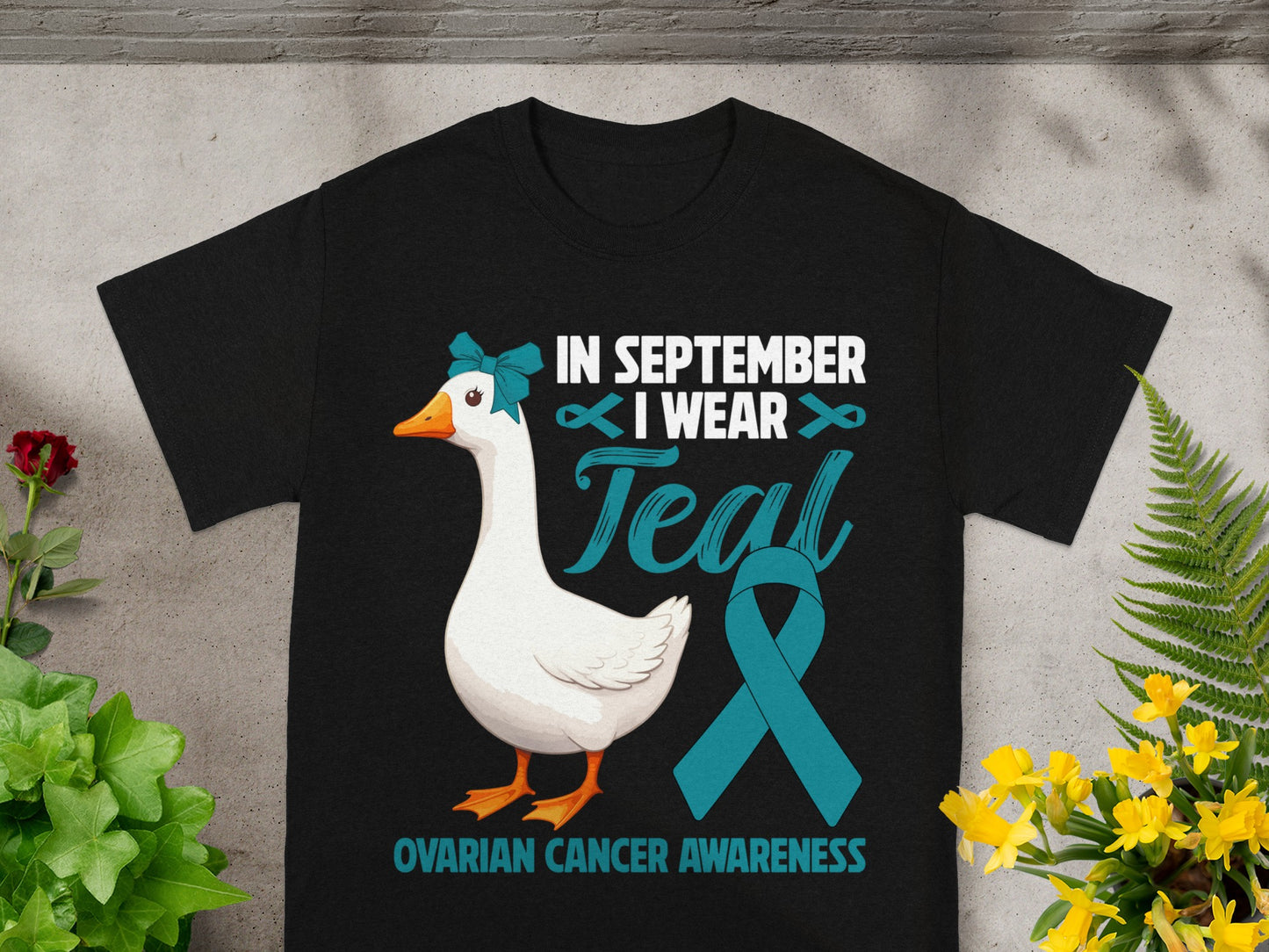 In September I Wear Teal Ovarian Cancer Awareness Shirt