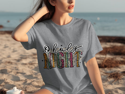 O Holy Night Colorful Text Graphic Shirt product