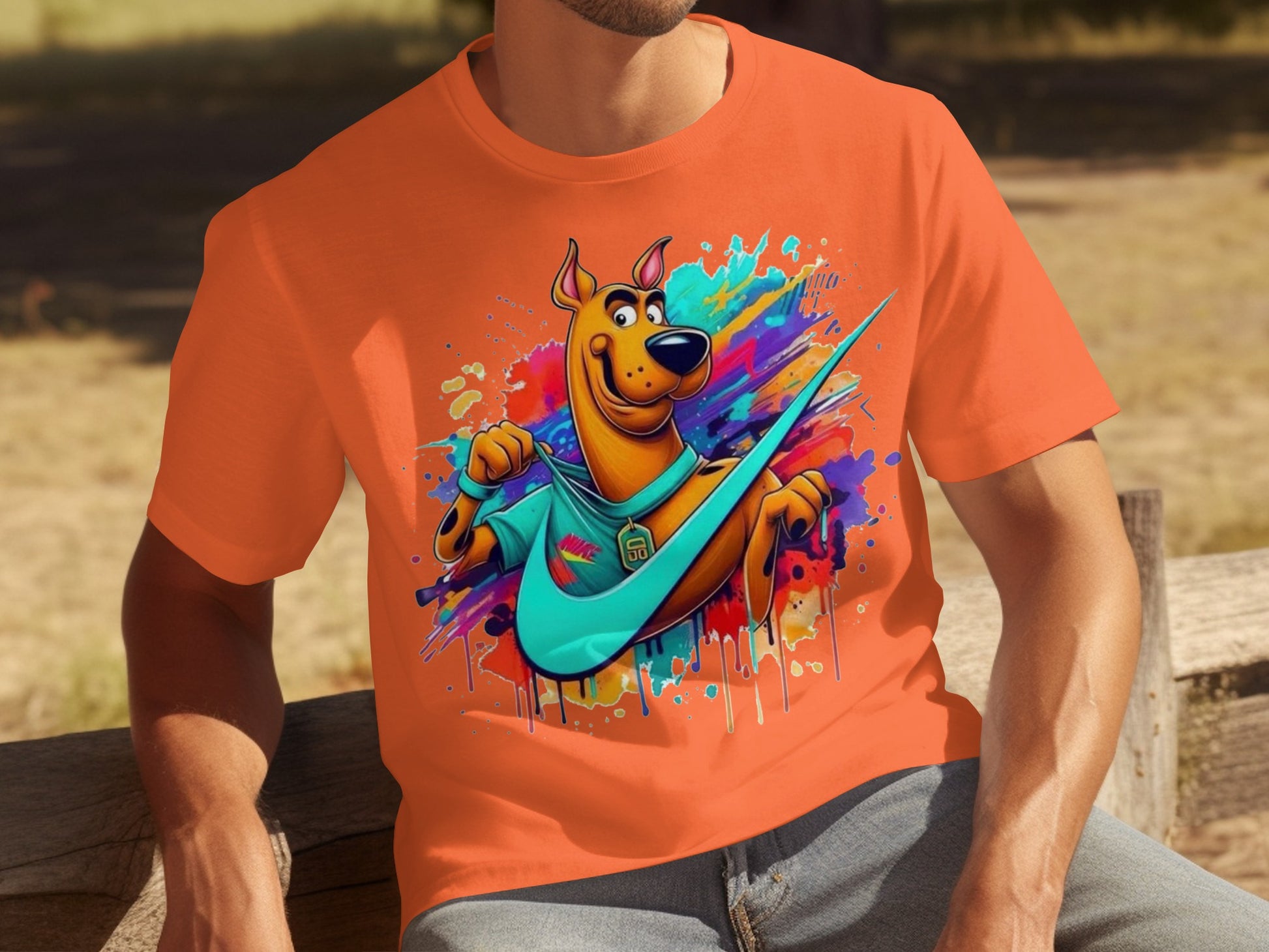 Colorful Scooby-Doo Graphic Print Orange T-Shirt