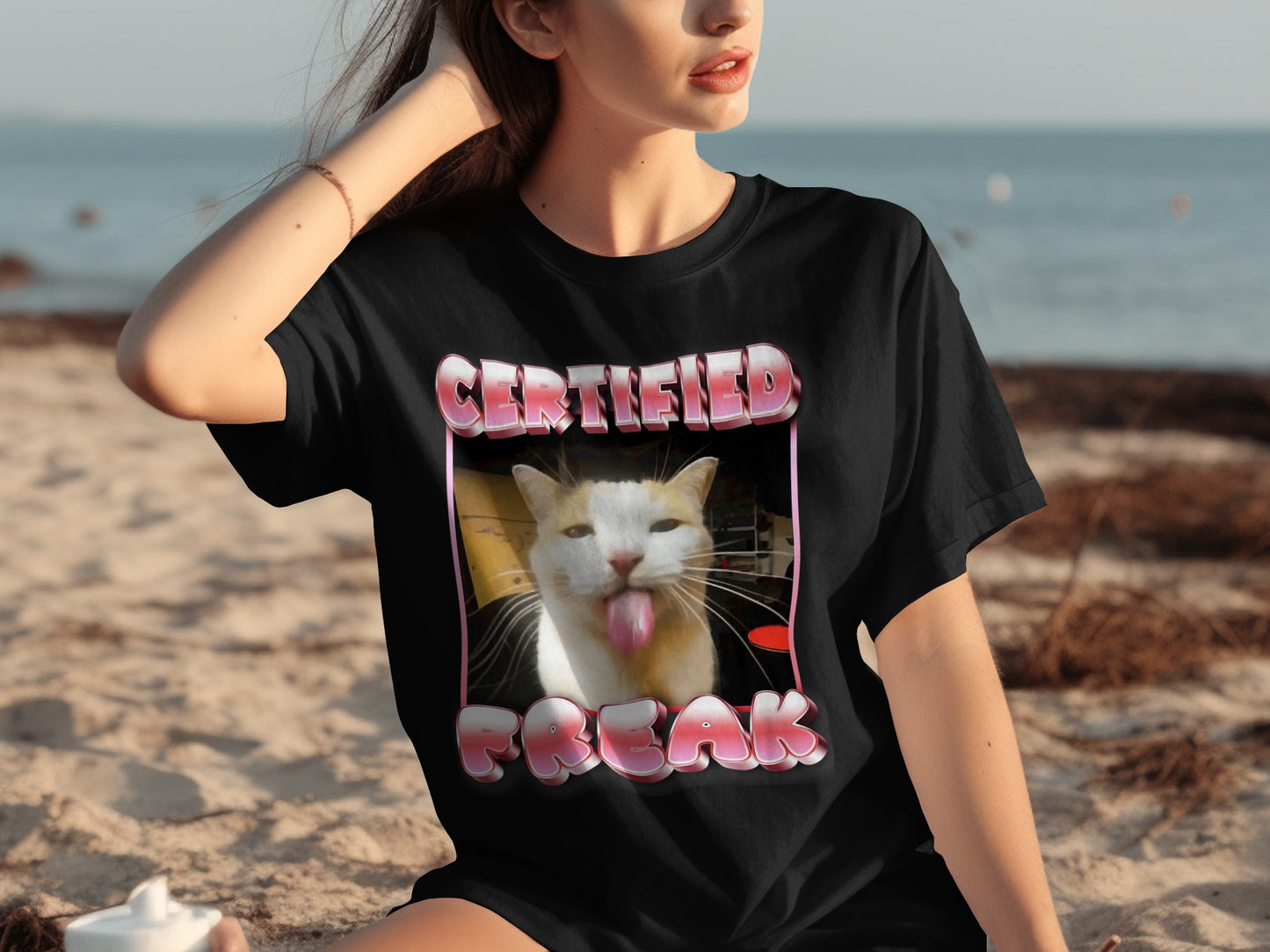 Certified Freak Cat Funny Graphic Tee Shirt
