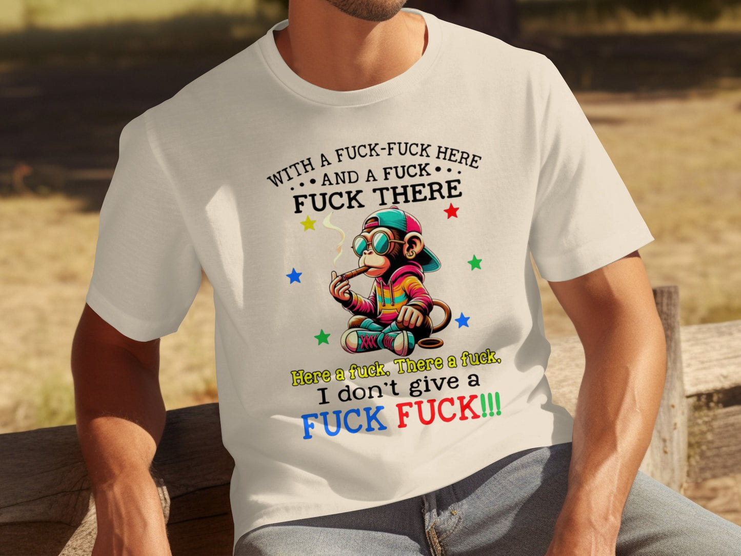 Funny Fuck Everywhere Colorful Stars Smoking Monkey Shirt
