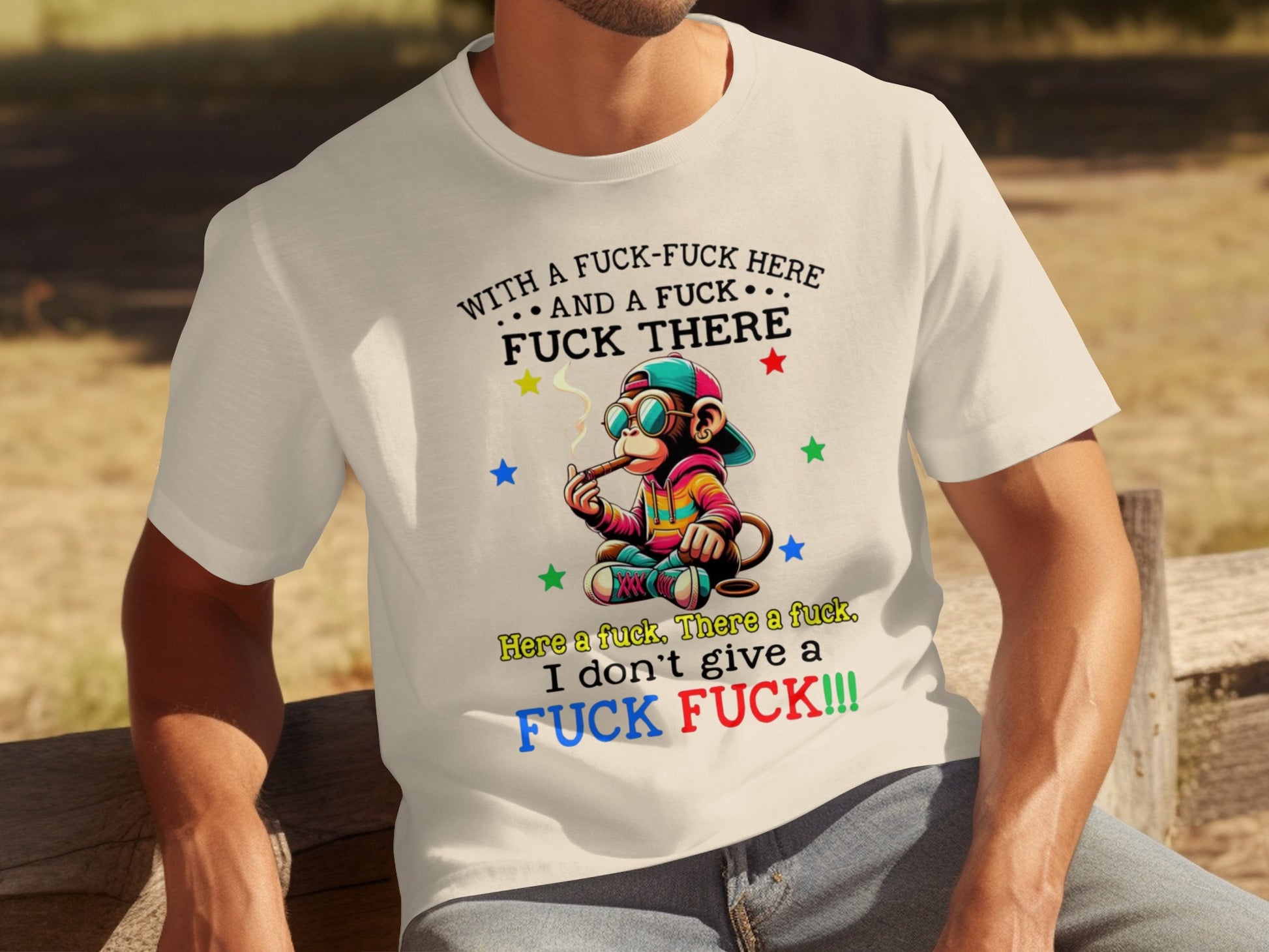 Funny Fuck Everywhere Colorful Stars Smoking Monkey Shirt