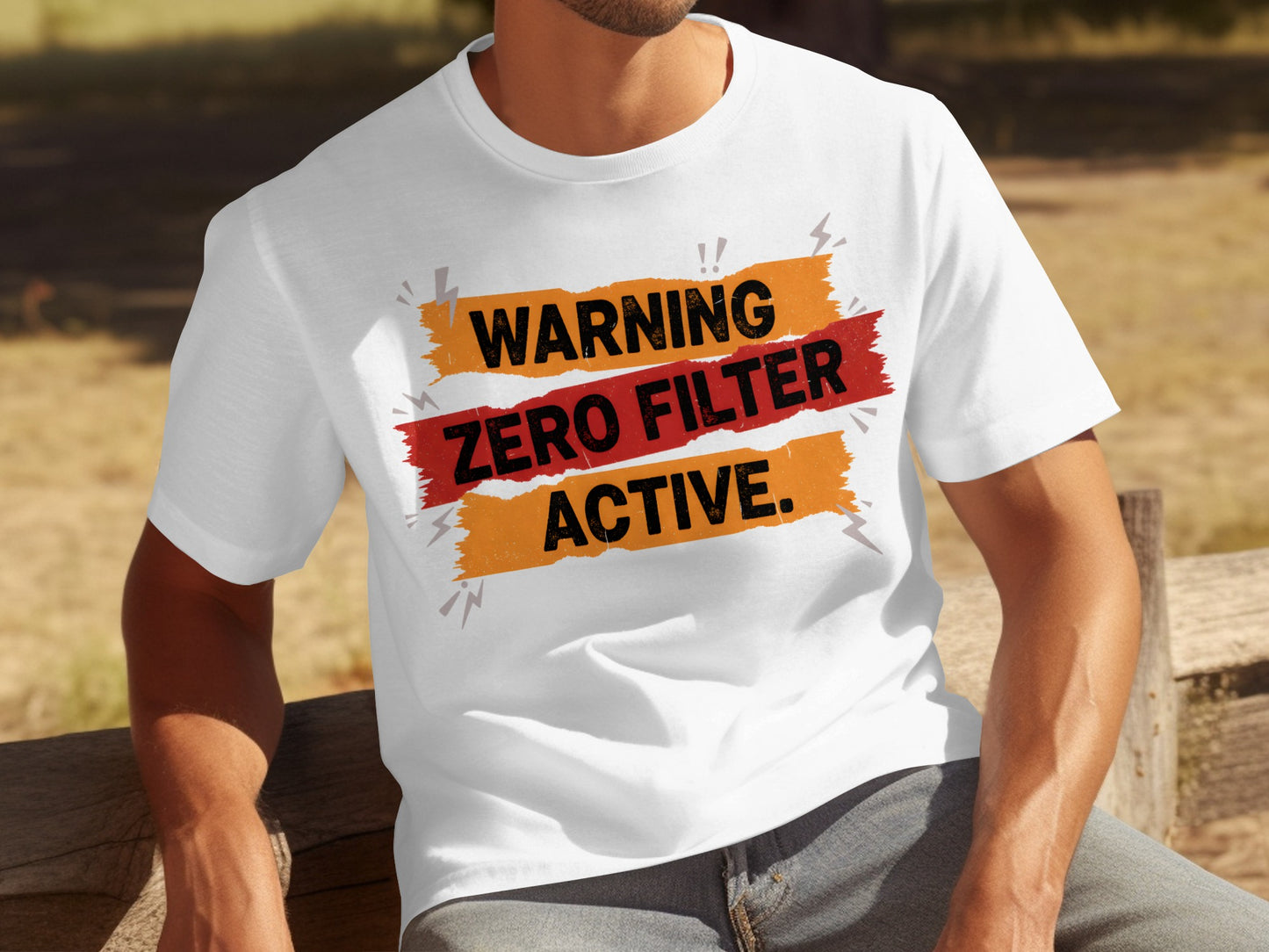 Warning Zero Filter Active Bold Statement T-shirt