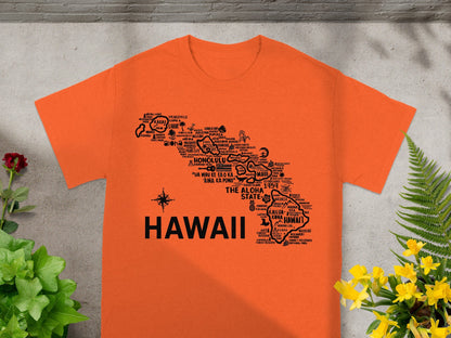 Hawaii The Aloha State Map Design T-Shirt