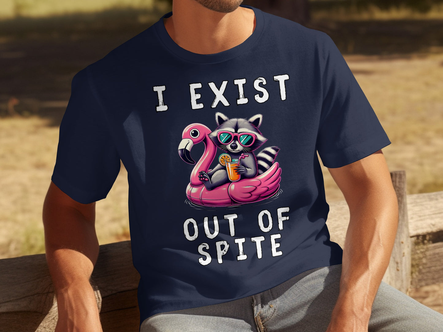 I Exist Out Of Spite Raccoon Flamingo T-Shirt