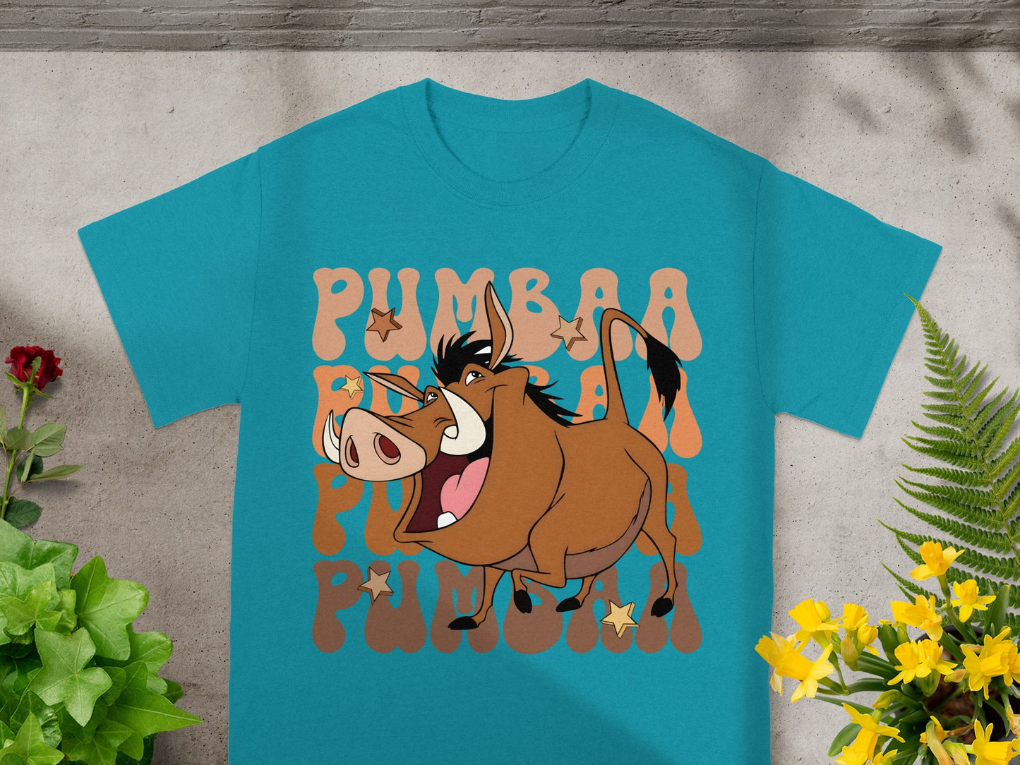 Teal t-shirt with Pumbaa and "PUMBAA" text.