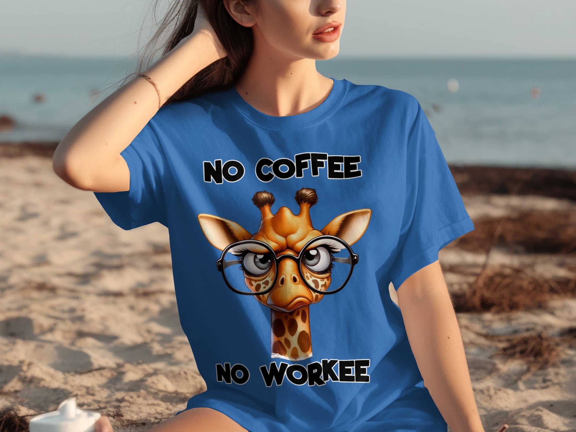No Coffee No Workee Funny Giraffe T-shirt
