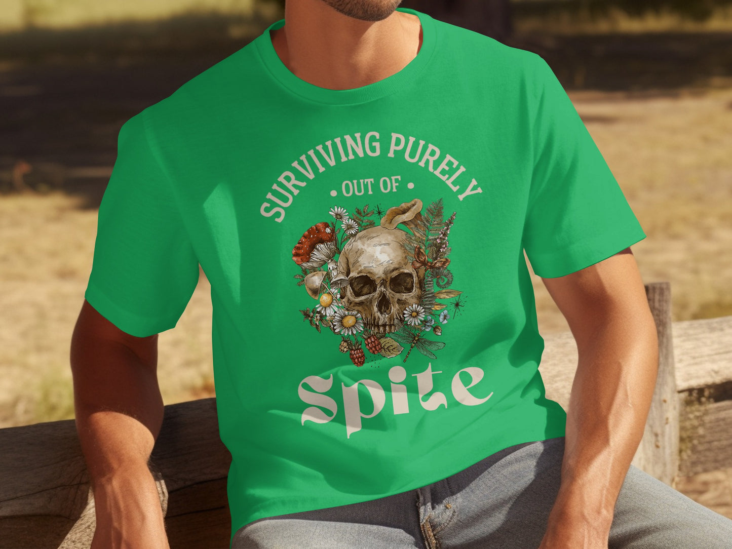 Surviving Purely Out of Spite Skull Graphic Shirt