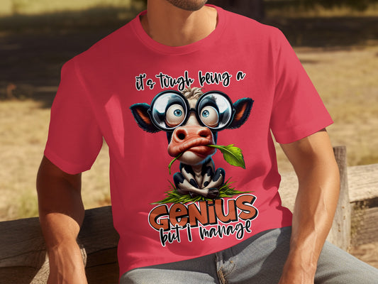 Funny Cow with Glasses Genius But I Manage Shirt