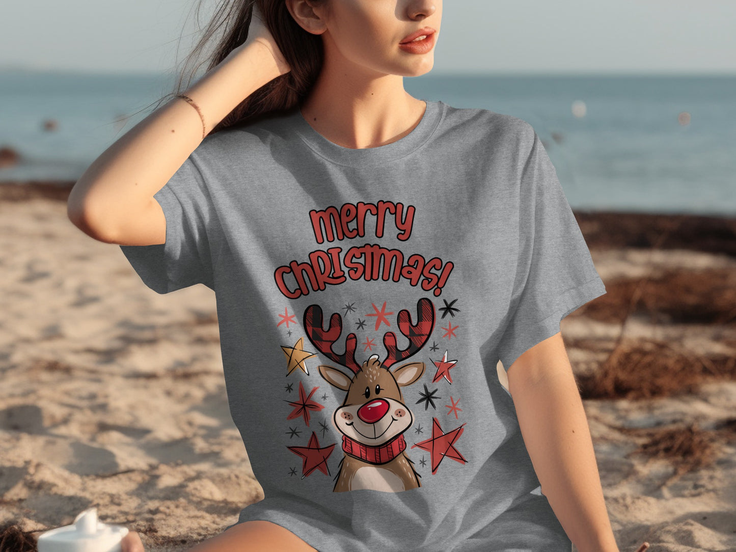 Merry Christmas Reindeer Graphic Shirt for Holidays