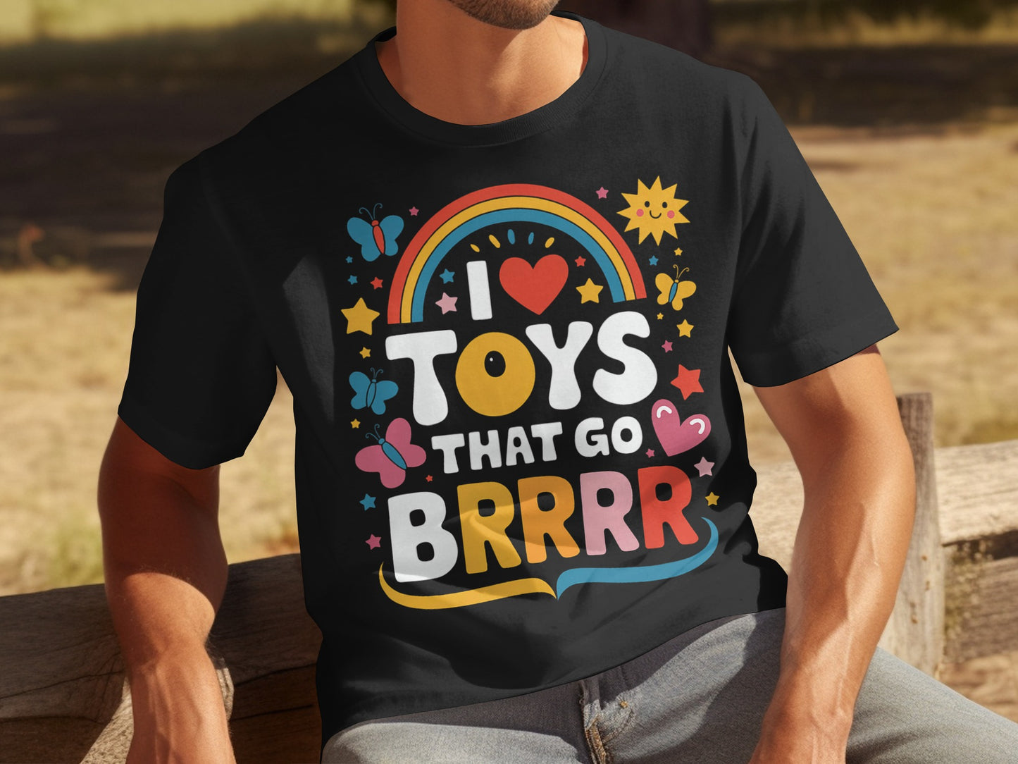 I Love Toys That Go Brrrr Colorful Graphic Shirt
