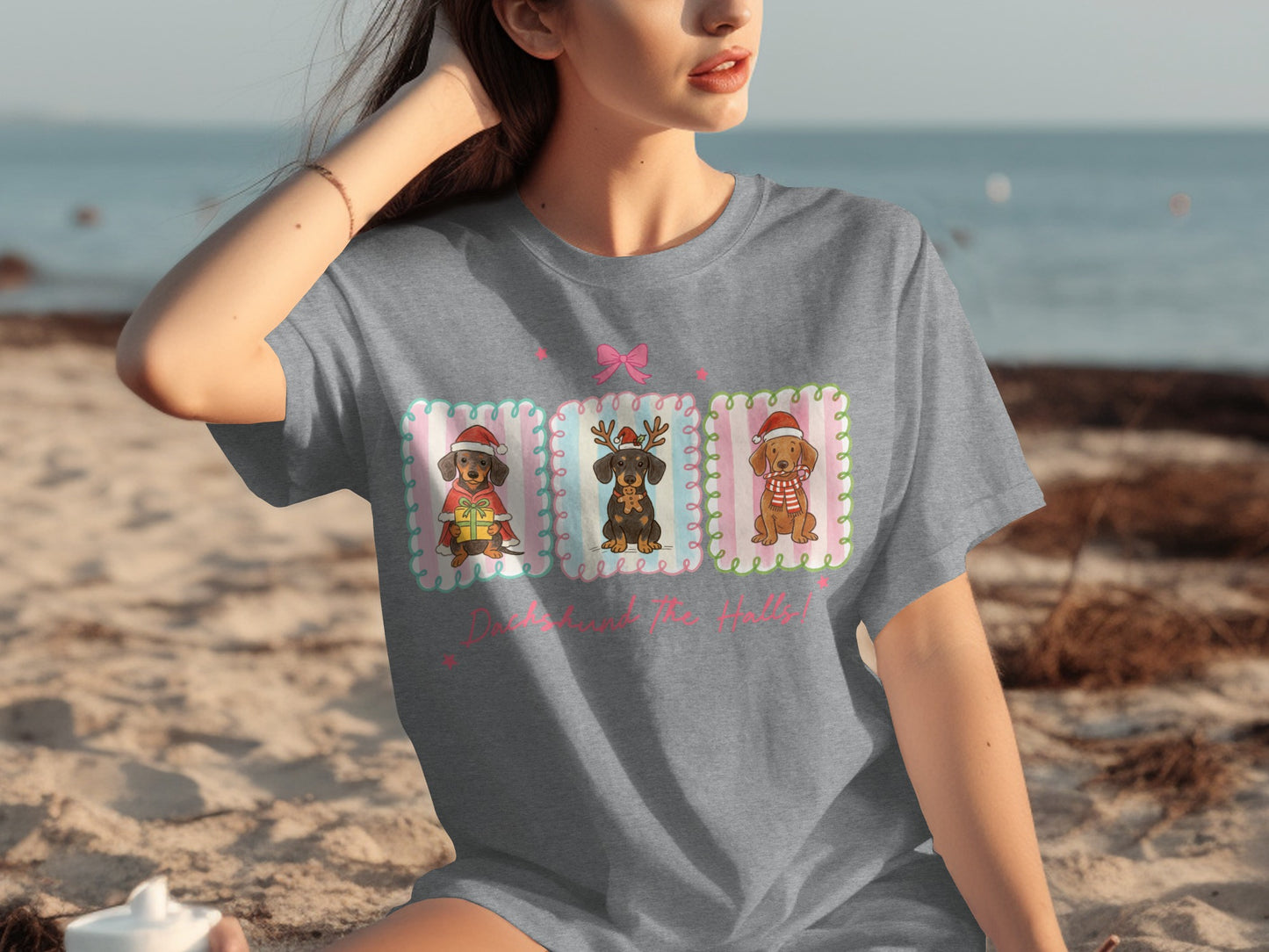Dachshunds Deck the Halls Festive Graphic T-Shirt