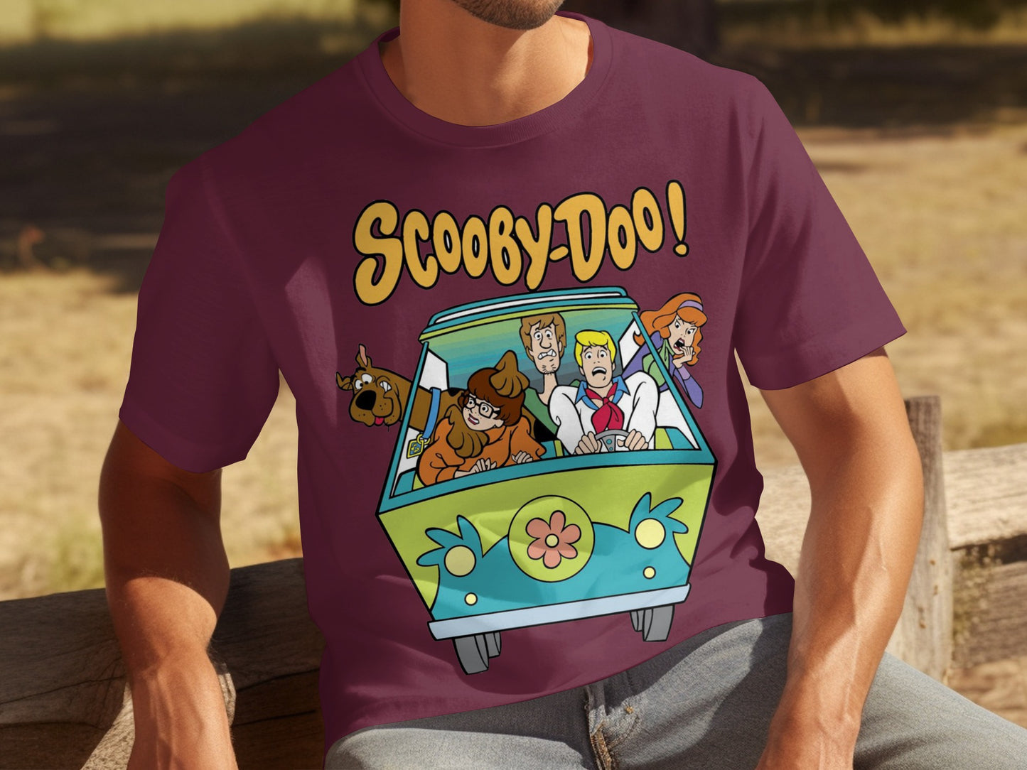 Scooby-Doo Gang in Mystery Machine Graphic T-shirt