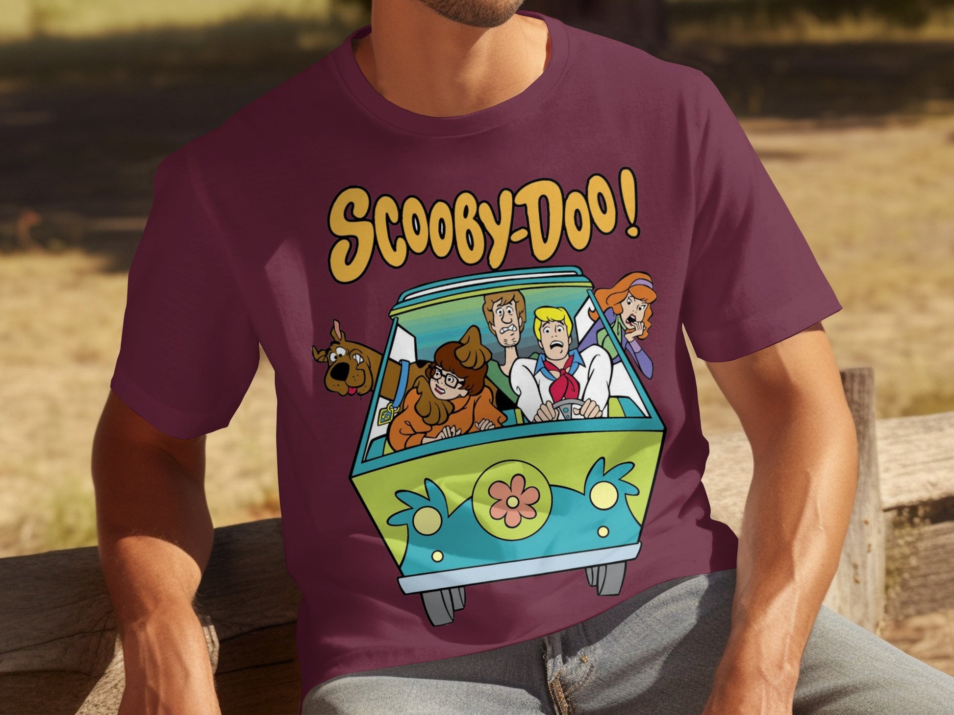 Scooby-Doo Gang in Mystery Machine Graphic T-shirt