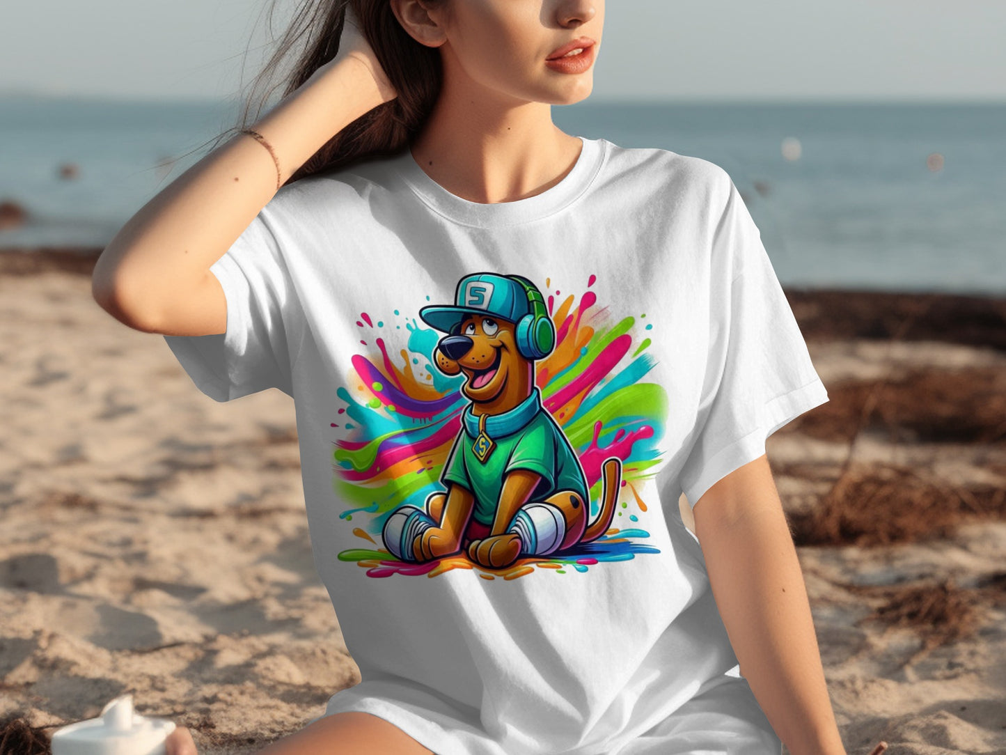 Colorful Hipster Cartoon Dog Graphic T-Shirt Design