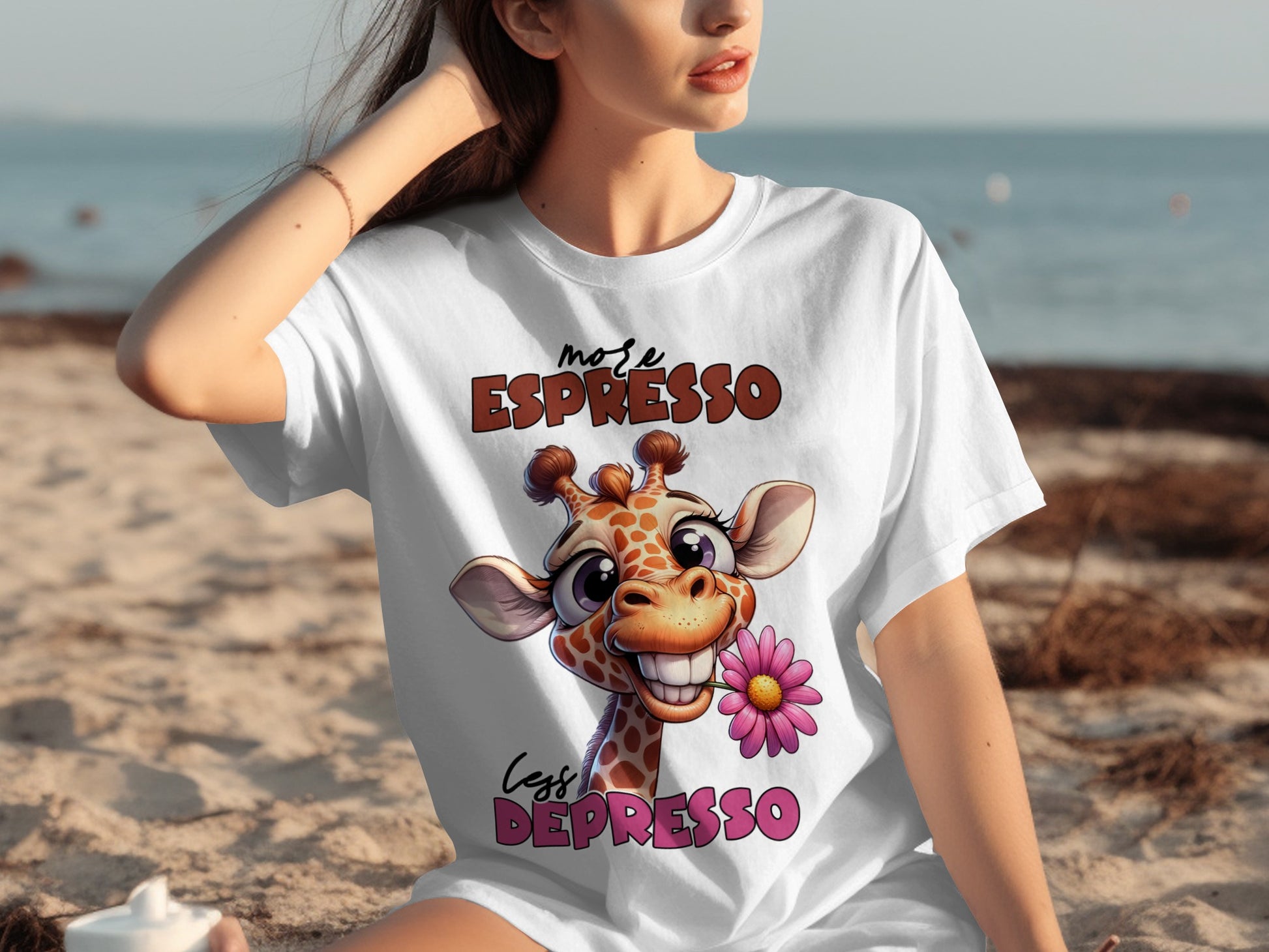Moi Je Espresso Cest Depresso Funny Giraffe Shirt