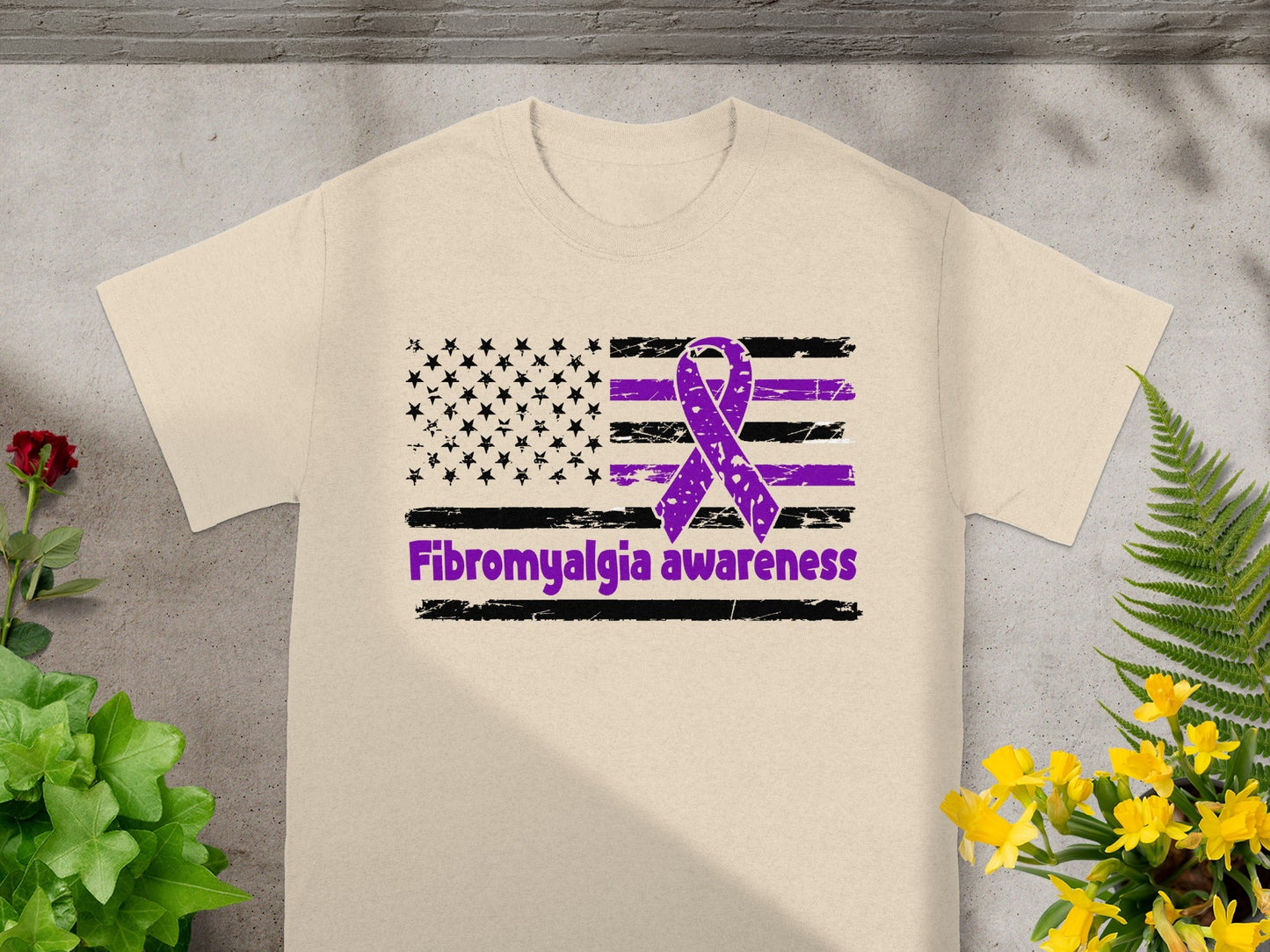 Fibromyalgia Awareness Distressed Flag T-Shirt