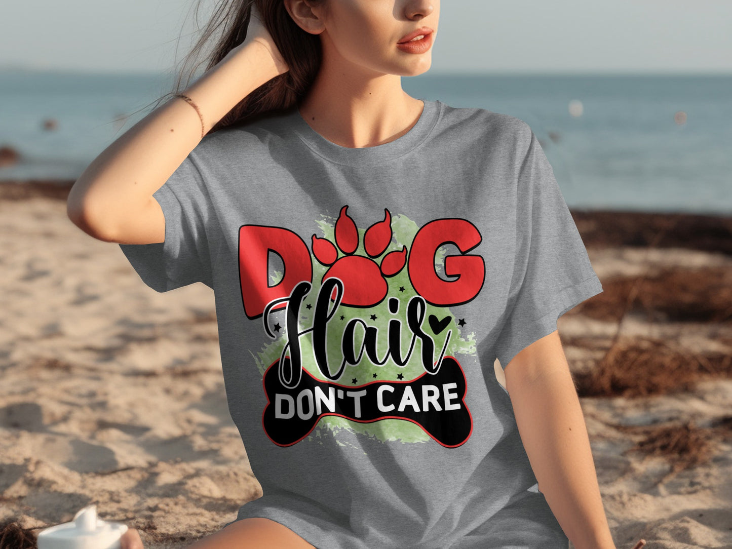 Dog Hair Don't Care Graphic Print T-Shirt