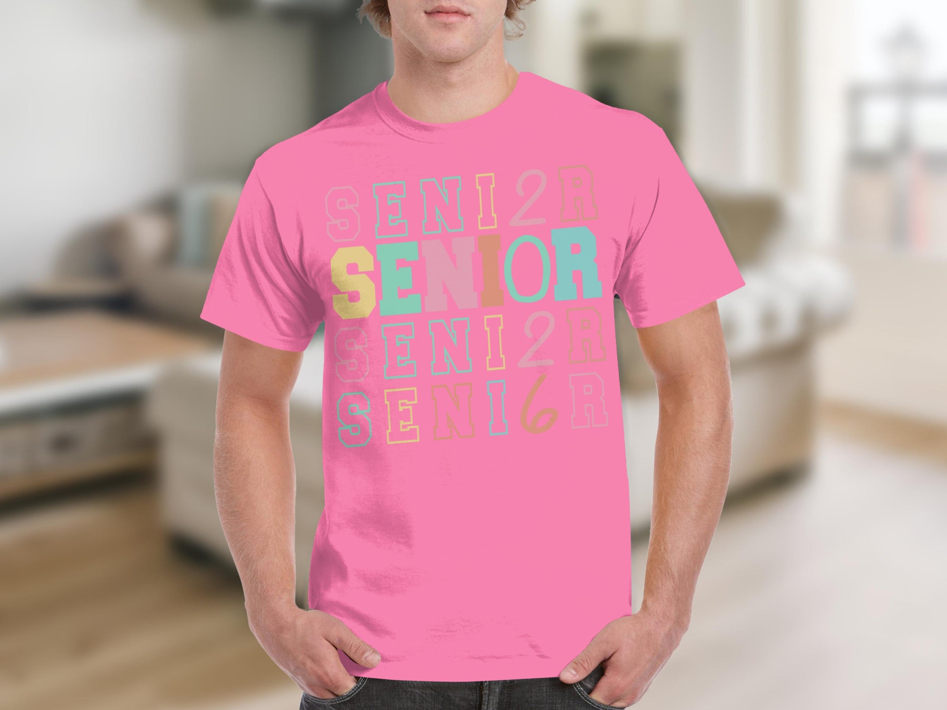 Colorful Senior Year Design Pink T-shirtencement Addition