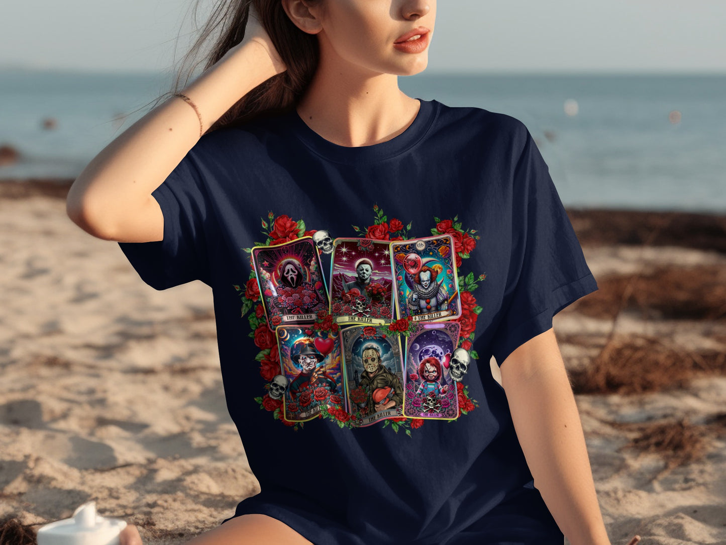 Tarot Card Horror Themed Graphic Tee Shirt