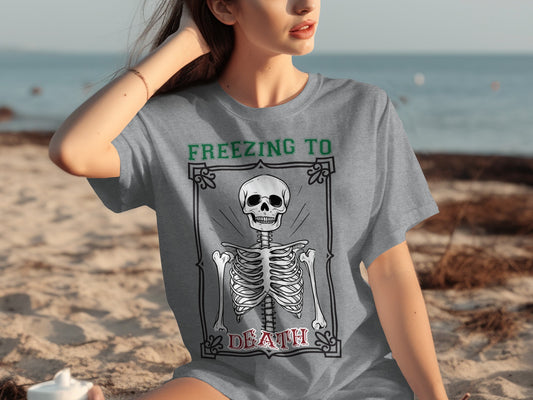 Freezing to Death Skeleton Graphic T-Shirt