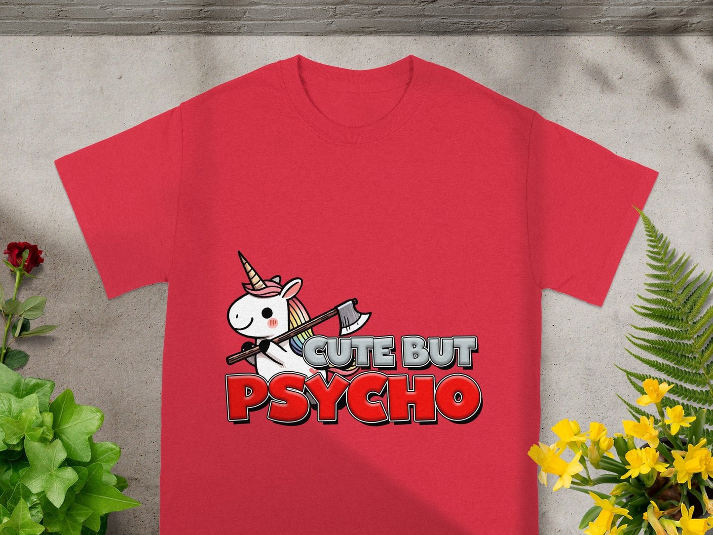 Cute But Psycho Unicorn T-Shirt Fun Graphic Design Shirt