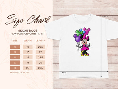 GILDAN 5000B Minnie Mouse Balloons Size Chart product type