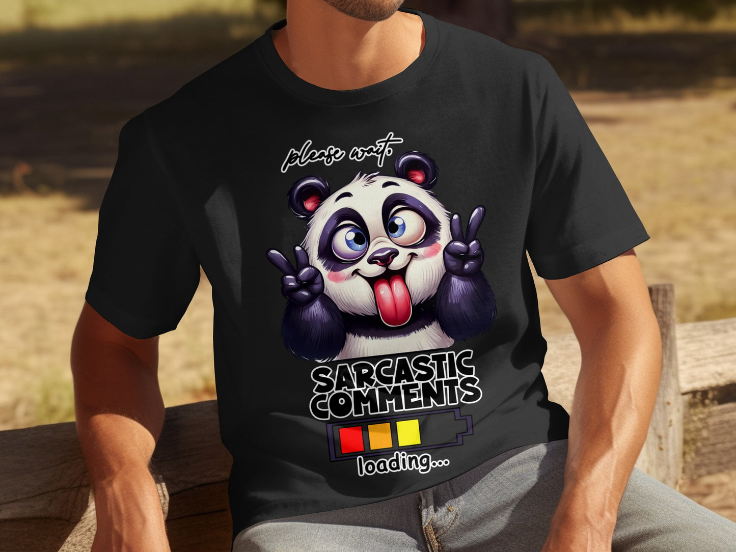 Sarcastic Comments Loading Funny Panda Graphic T-shirt