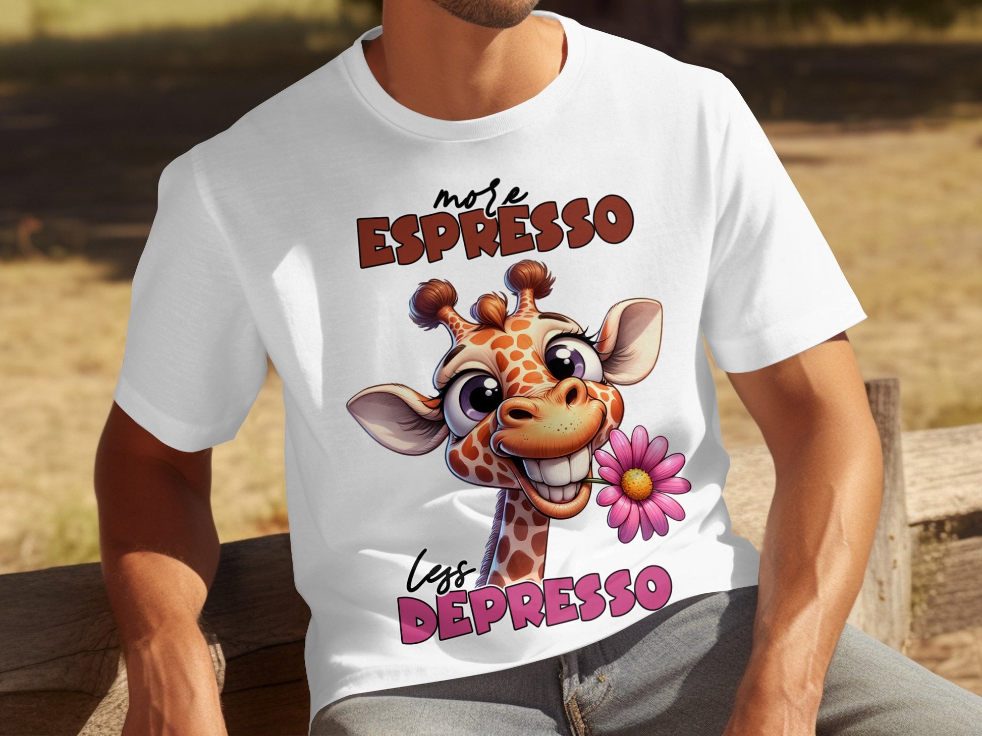 More Espresso Less Depresso Funny Giraffe Shirt