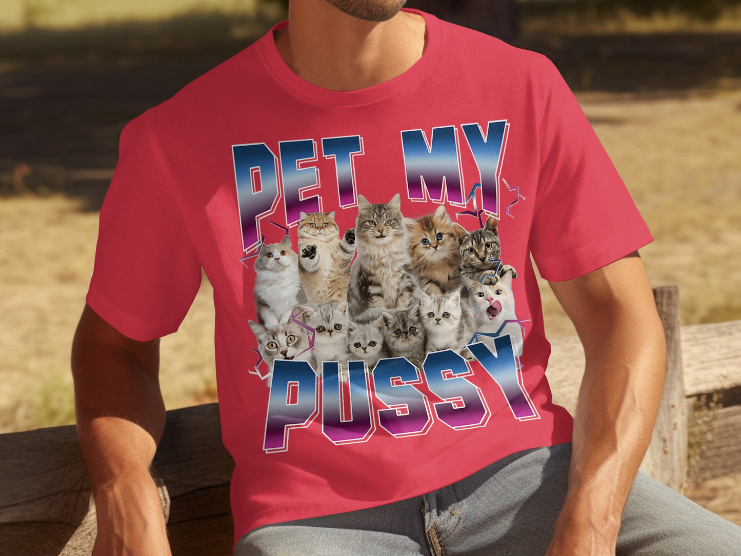 Pet My Pussy Cat Lover Humorous Graphic Tee
