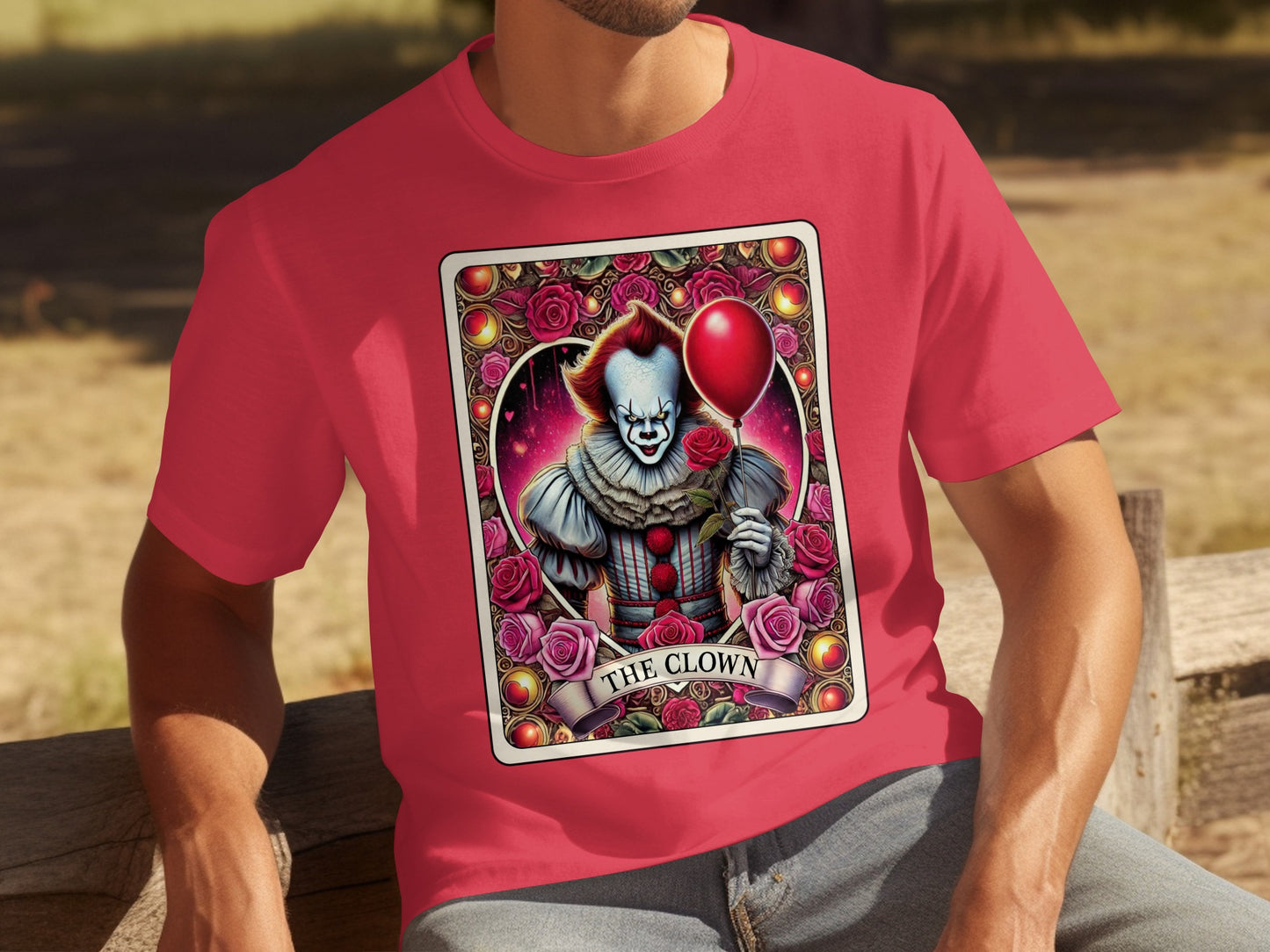 The Clown Red Balloon Graphic Design T-shirt