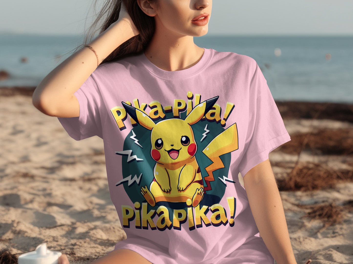 Pikachu Pika Pika Cute Graphic Tee for Women