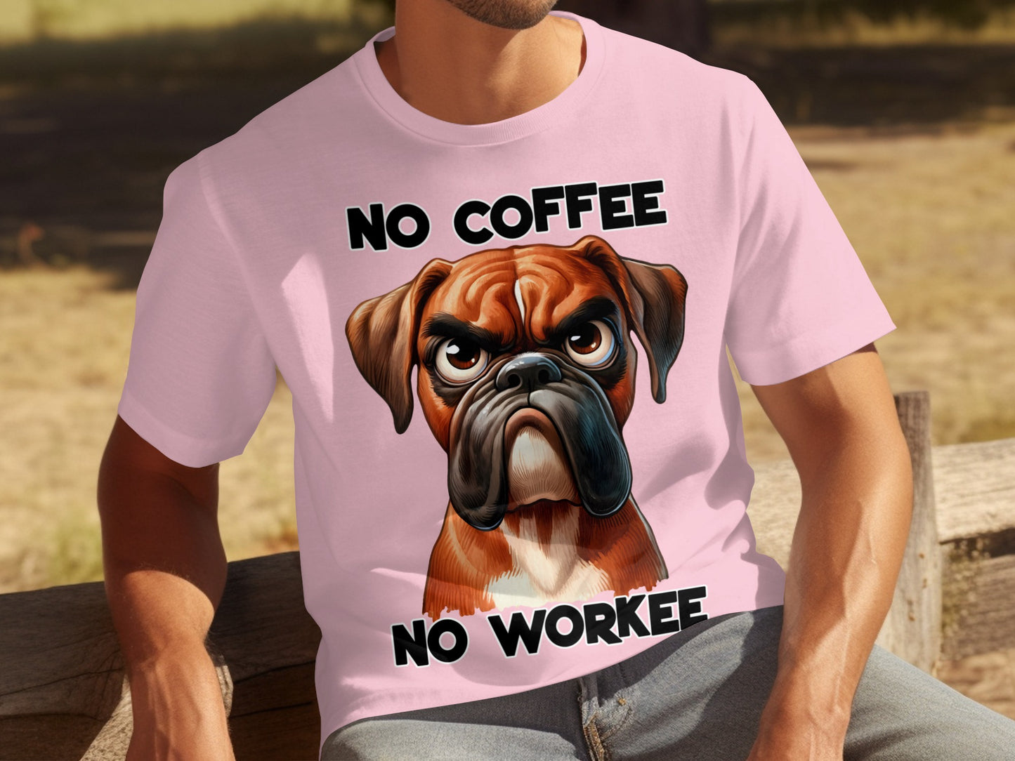 No Coffee No Workee Funny Dog T-Shirt