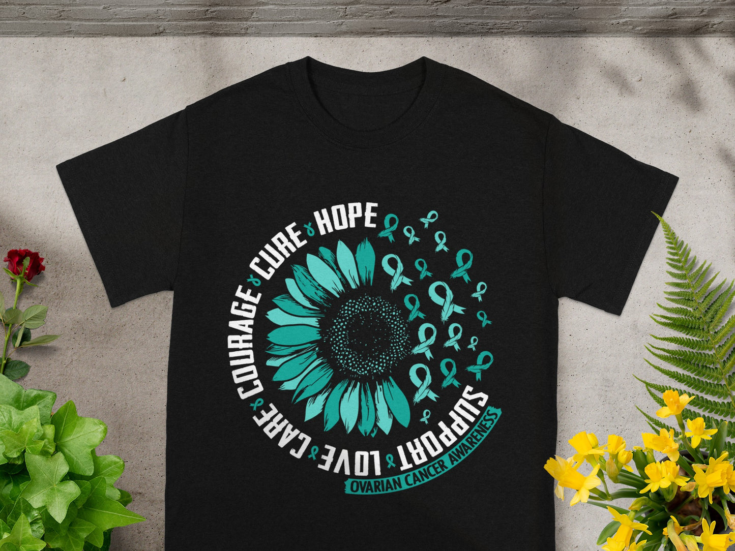 Ovarian Cancer Awareness Support Courage Cure Hope Shirt