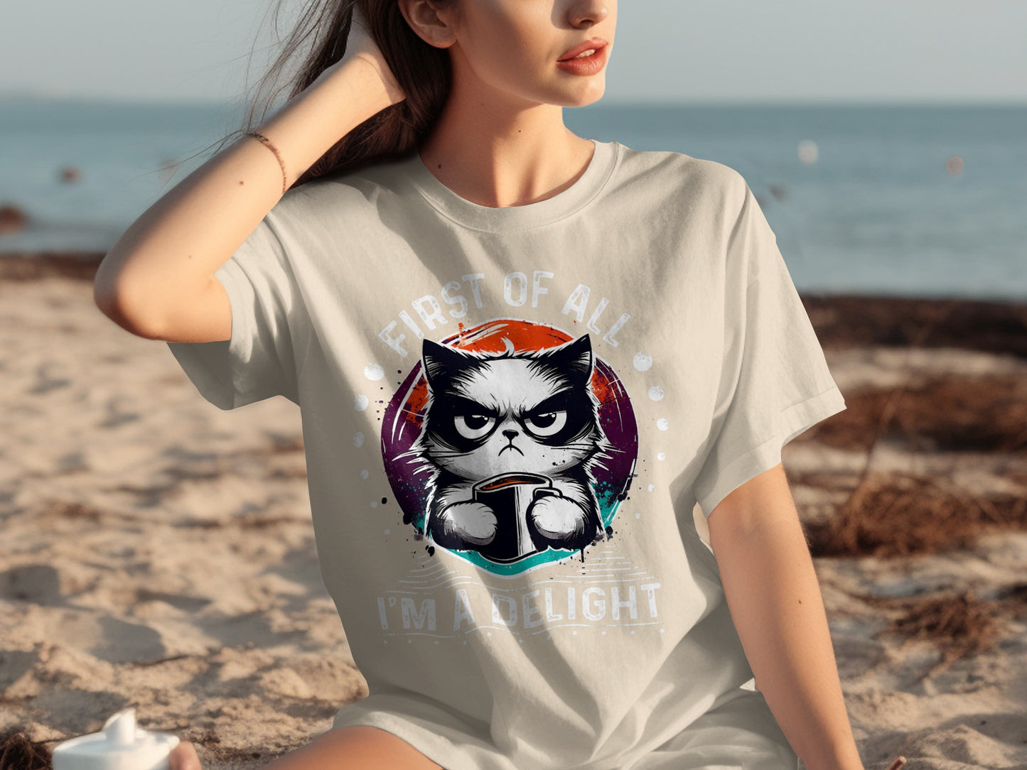 First Of All I'm Adelight Cat Design Graphic Shirt