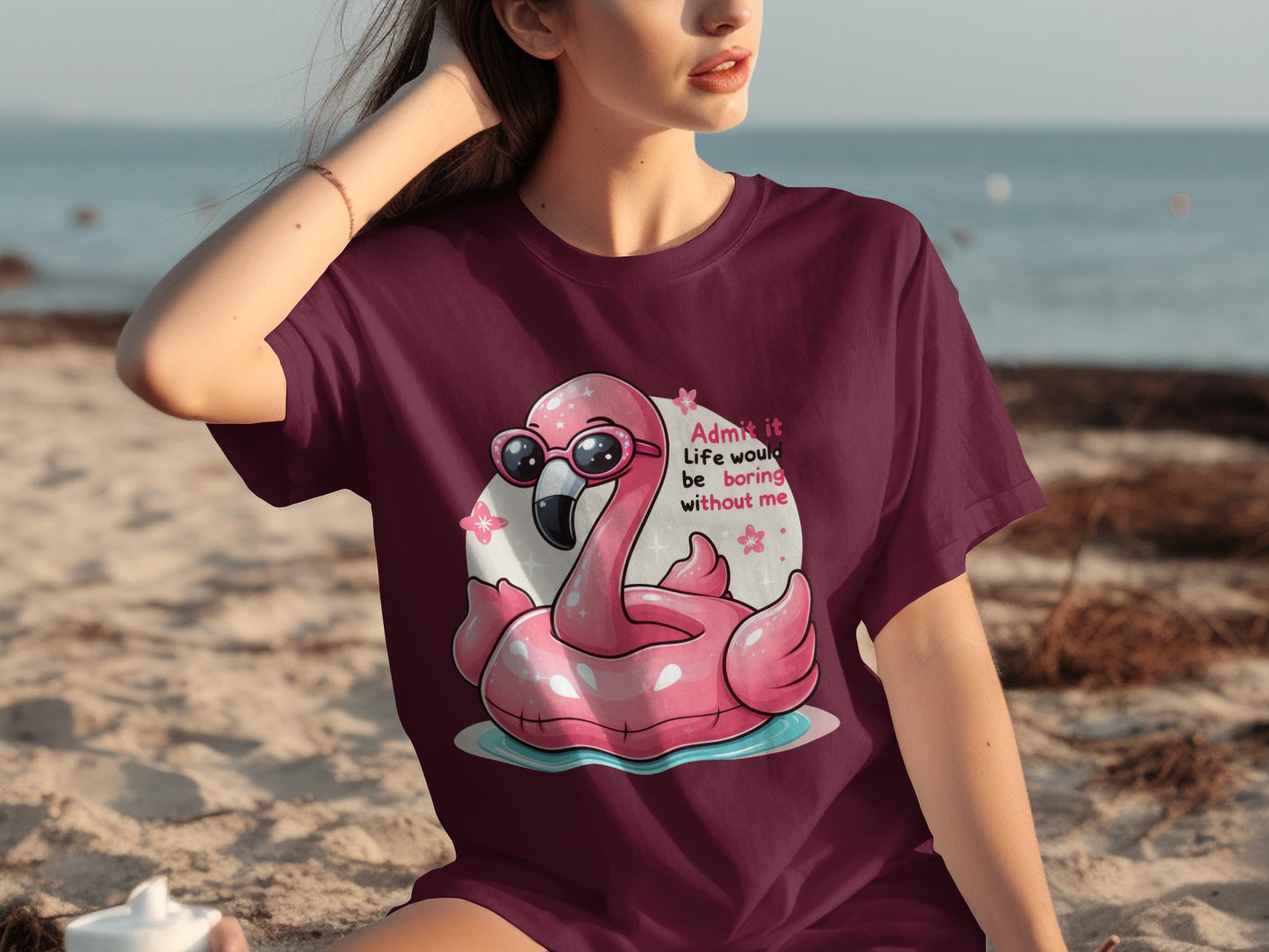 Fun Flamingo Design T-Shirt with Cute Sunglasses Print