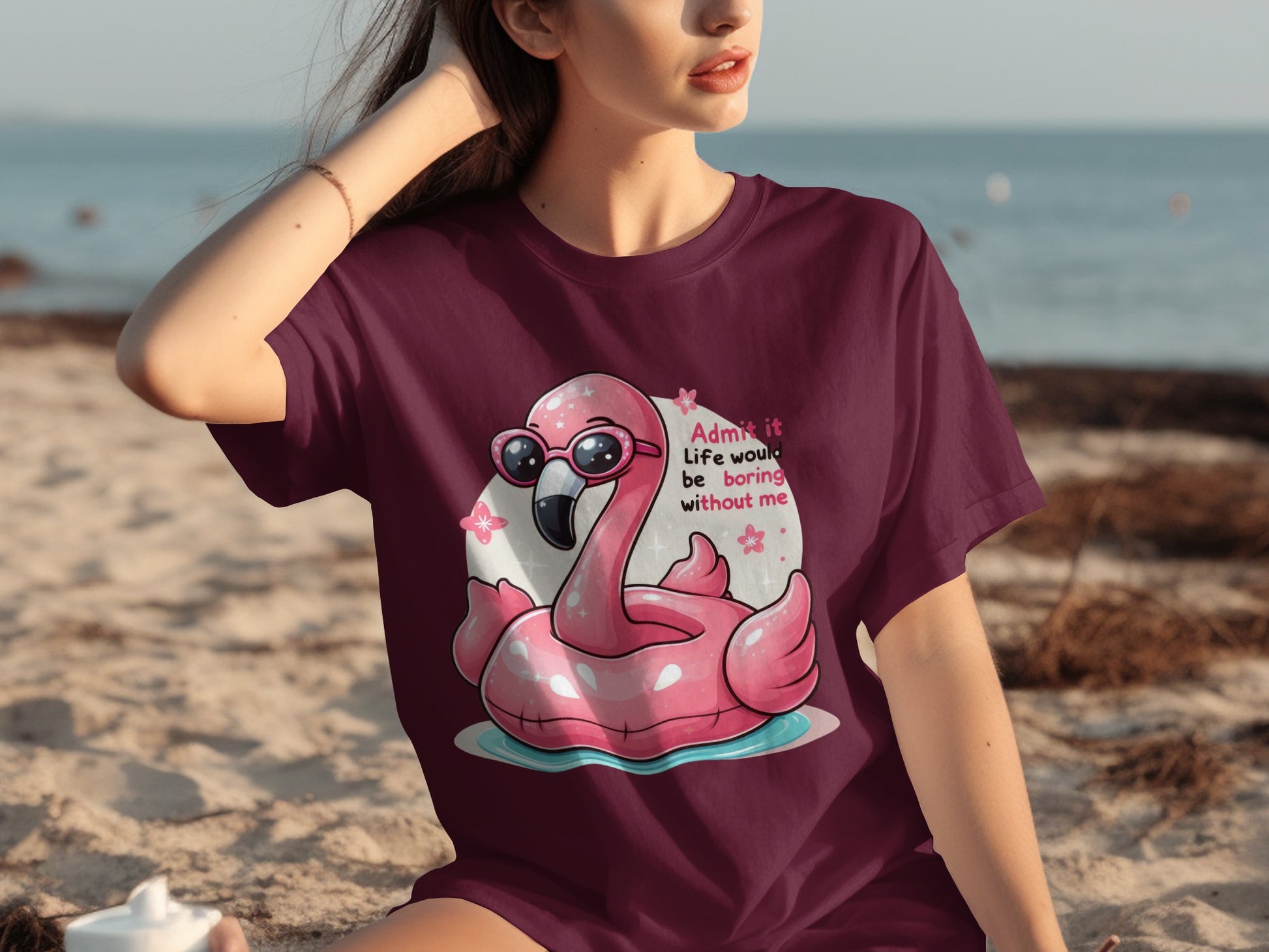 Fun Flamingo Design T-Shirt with Cute Sunglasses Print