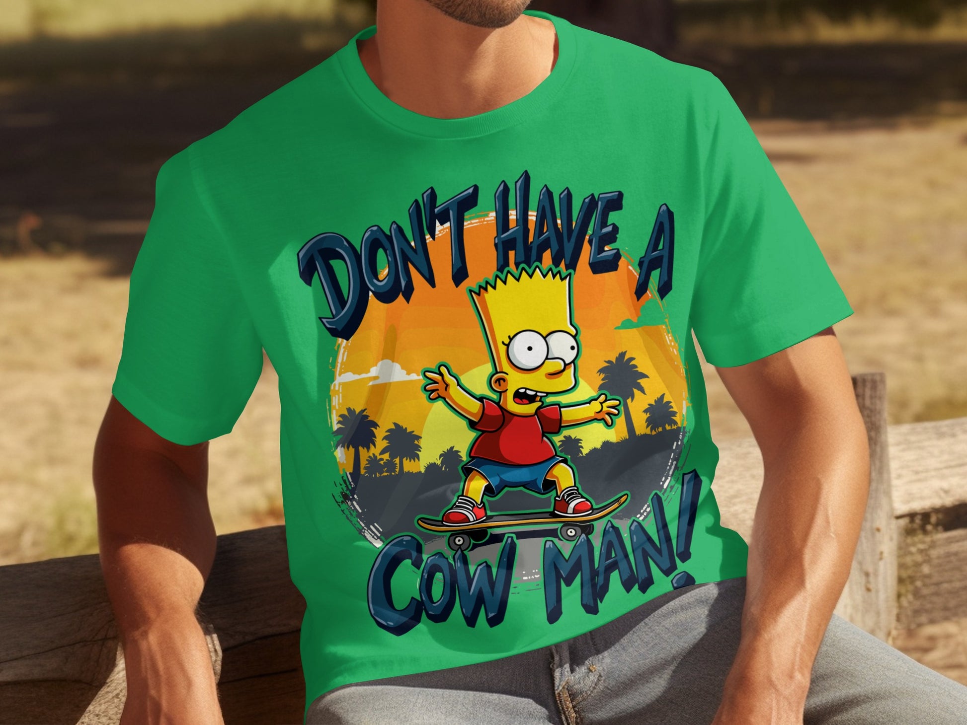 Don't Have A Cow Man Bart Skateboard Graphic T-Shirt