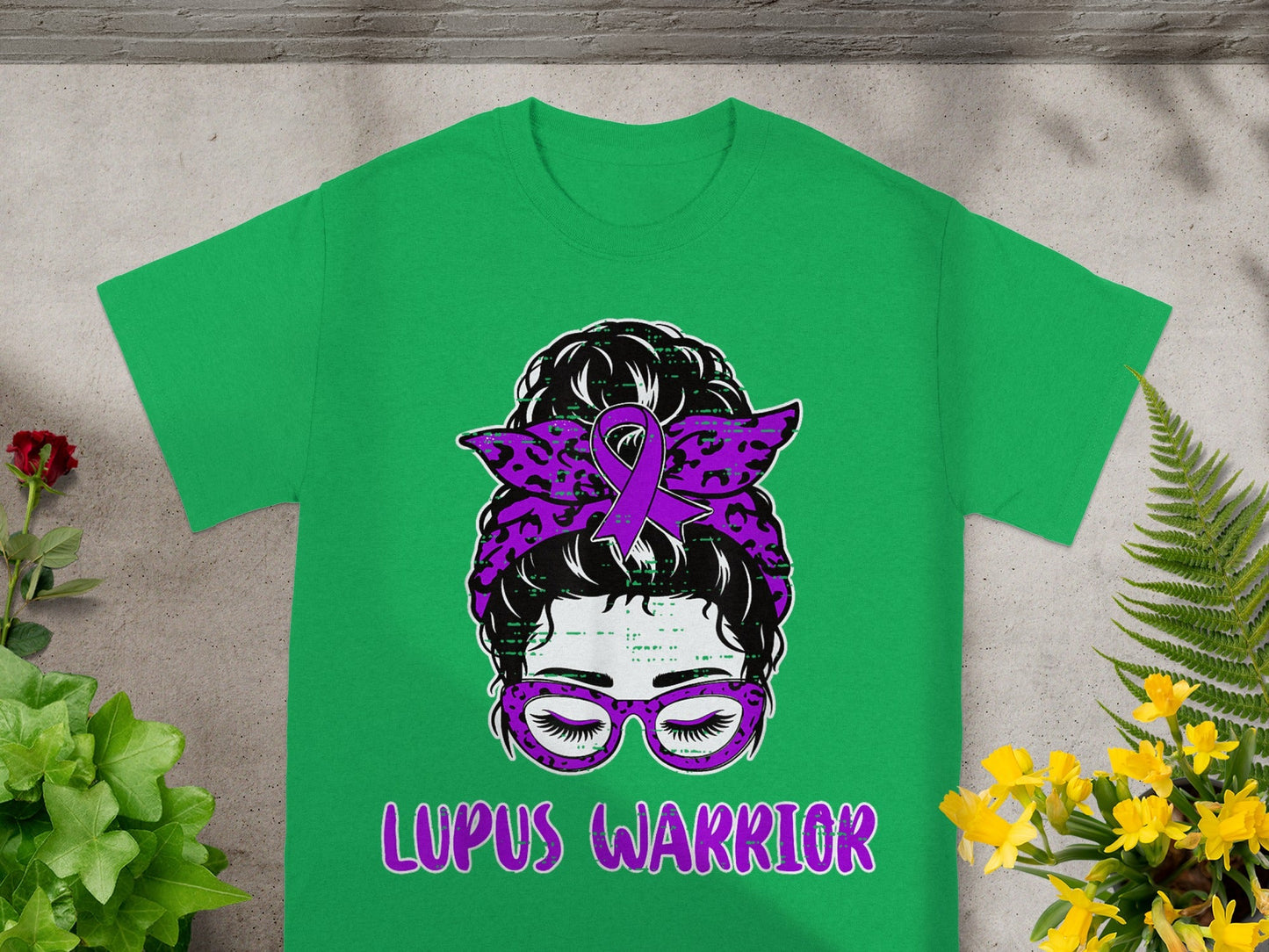 Lupus Warrior Green T-Shirt with Purple Ribbon Design
