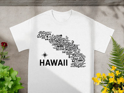 Hawaii Map Typography Graphic T-shirt Unisex Design