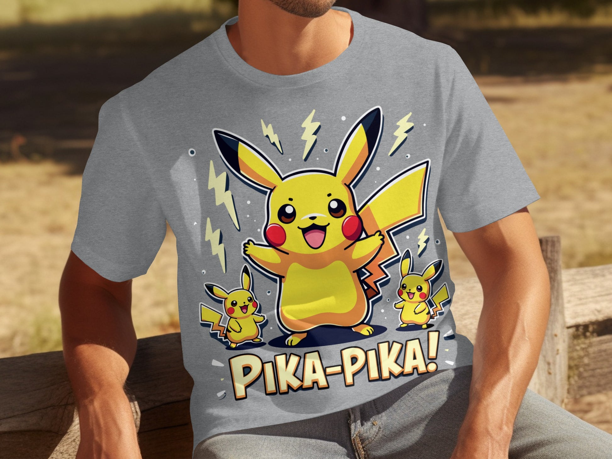 Pikachu Pika-Pika Yellow Print Graphic T-Shirt