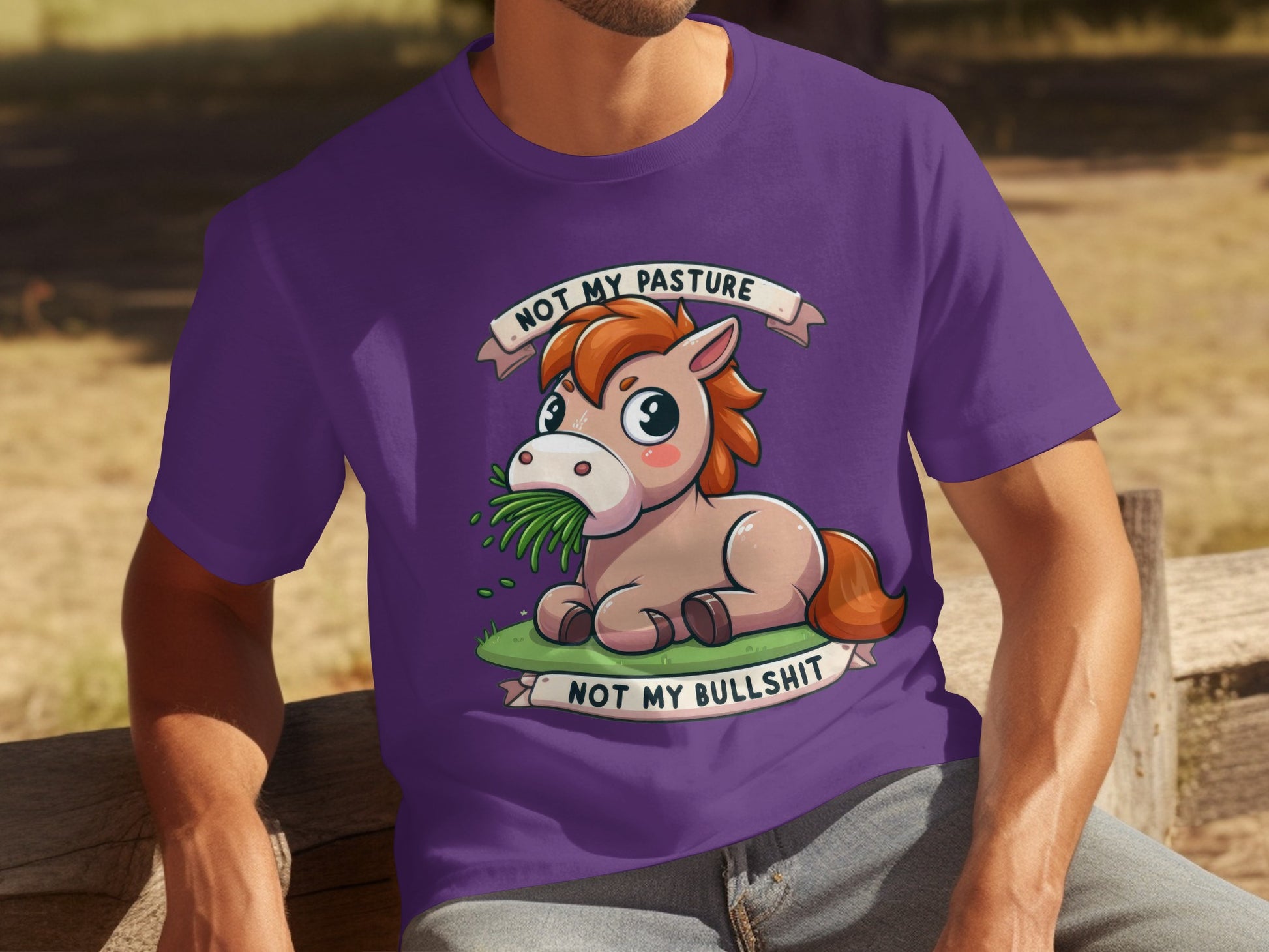 Not My Pasture Not My Bullshit Funny Cartoon T-shirt