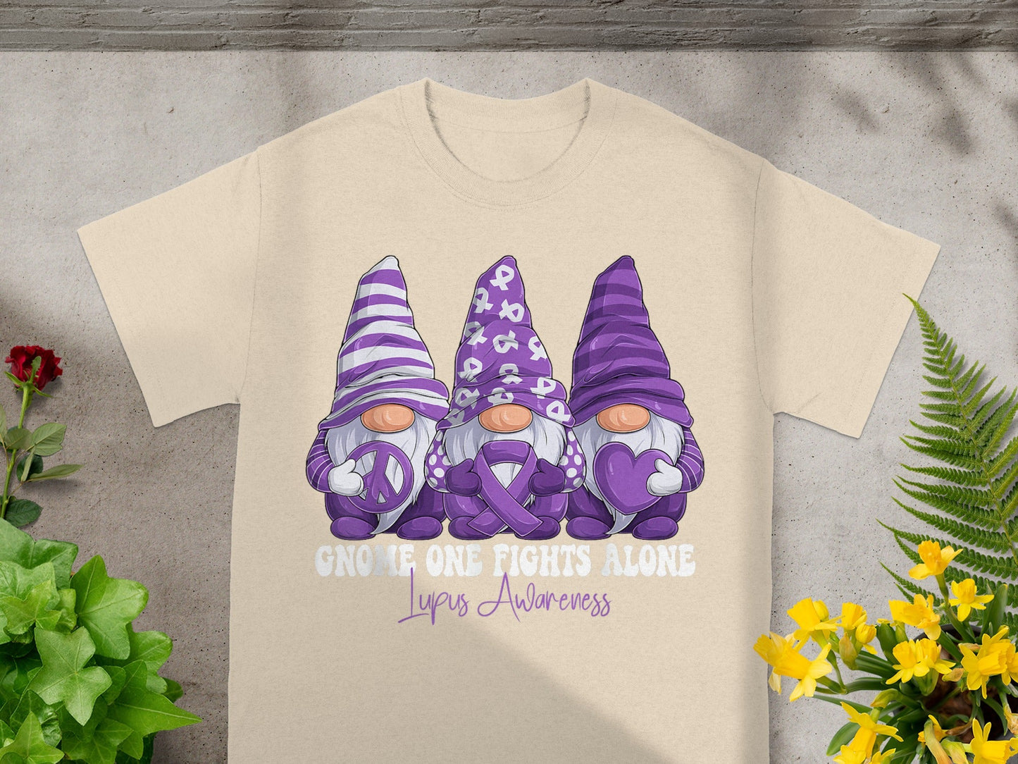 Gnome One Fights Alone Lupus Awareness T-Shirt