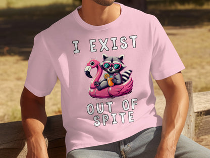 I Exist Out Of Spite Raccoon Flamingo T-Shirt