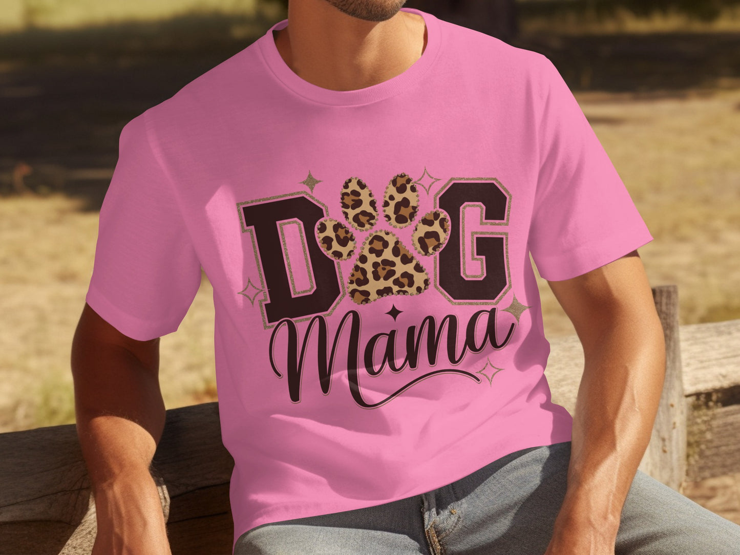 Dog Mama Leopard Print Paw Design T-shirt